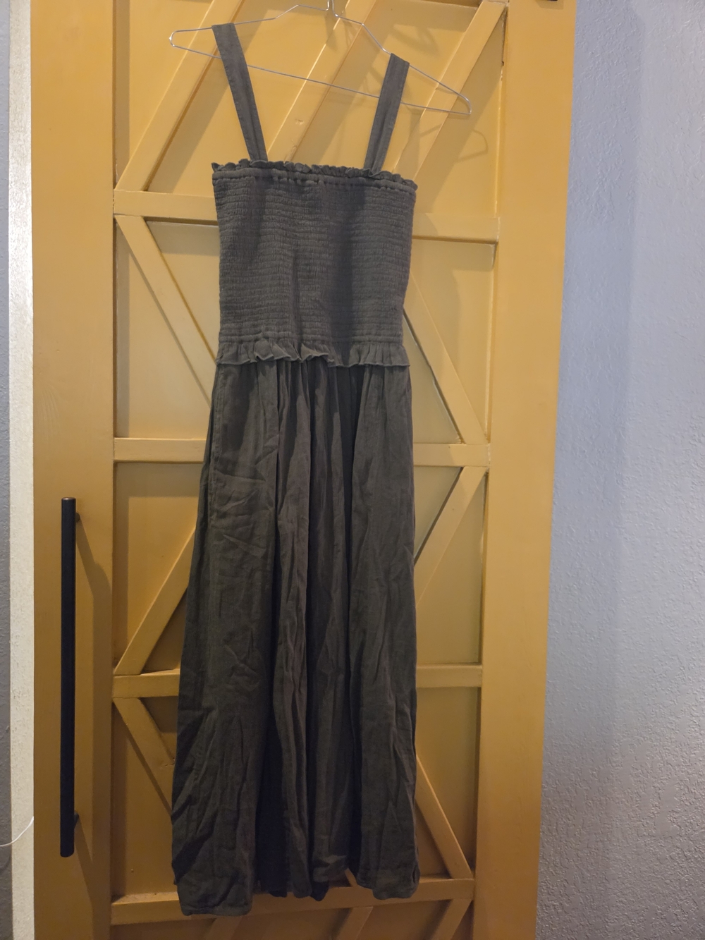 NWT Aerie Olive Smocked Strap Maxi Dress